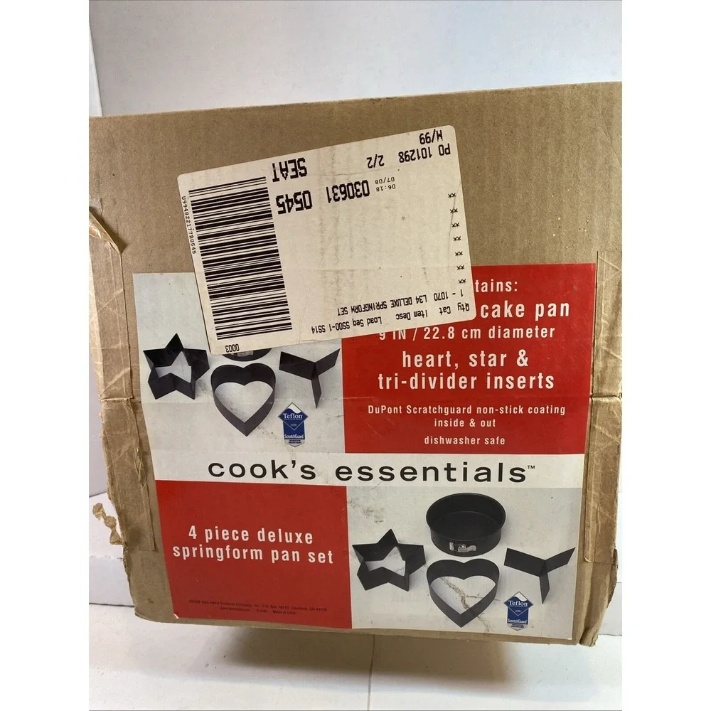 Cook's Essentials Deluxe Springform 4 Piece Set‎ Bakeware Teflon New